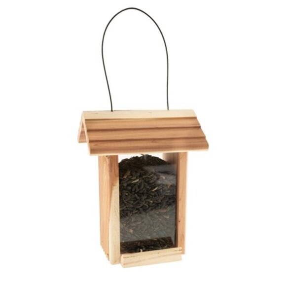 Bird Hopper Red Cedar, Dinette Wild Birds Hopper Feeder, 1.25 lb. Seed Capacity - Picture 3 of 6